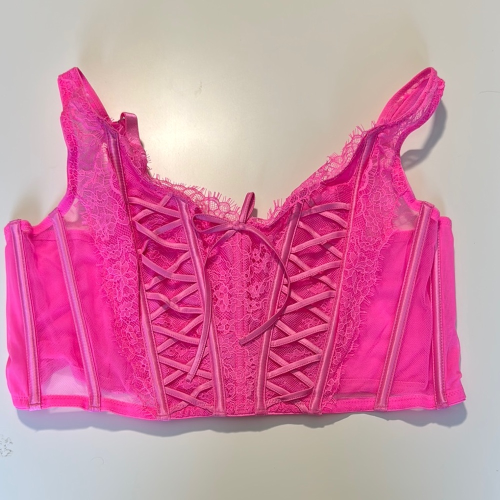 NWT - Large Pink Lace Corset Top